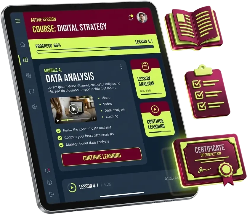 PECB KATE Study App Interface and features mockup